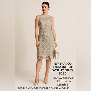 Eva Franco Embroidered Overlay Dress – Size 2